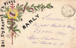 FANTAISIES - Nancy - Qui S'y Frotte S'y Pique - Souvenir - Carte Postale Ancienne - Andere & Zonder Classificatie