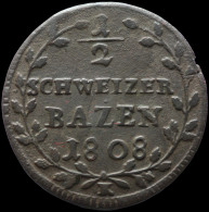 LaZooRo: Switzerland SAINT GALL 1/2 Batzen 1808 VF - Silver - Monetazione Cantonale