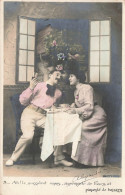 COUPLES - Pimenté De Baisers - Succulent Repas - Carte Postale Ancienne - Parejas