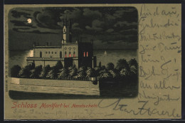 Lithographie Langenargen, Schloss Montfort Im Mondschein  - Langenargen