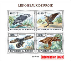 Burundi 2023, Animals, Birds Of Prey, 4val In Block - Neufs