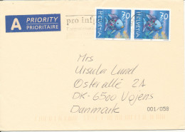 Switzerland Cover Sent To Denmark 25-3-2002 Topic Stamps - Brieven En Documenten