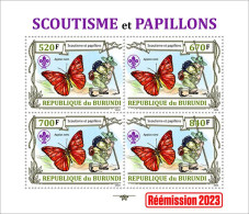 Burundi 2023, Animals, Butterflies II, Scout, Re-issued, Sheetlet3 - Nuovi