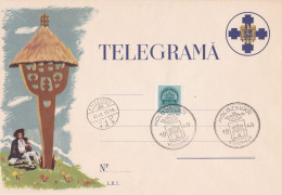 VERY RARE TELEGRAMME,SHEPHERD ,MUSHROOMS,COVERS, ROMANIA - Telégrafos