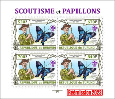 Burundi 2023, Animals, Butterflies II, Scout, Re-issued, Sheetlet4 - Neufs