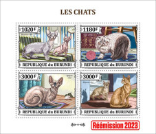 Burundi 2023, Animals, Cats, 4val In Block - Neufs