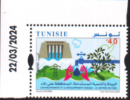 2024- Tunisie- 4éme émission -Environnement Et Développement Durable: Gestion De L'Eau - Coin Daté 1V -  MNH****** - Tunisia (1956-...)