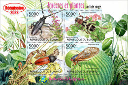 Burundi 2023, Animals, Insects And Plants, Re-issued, 4val In Block - Unused Stamps