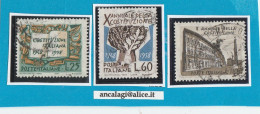 USATI ITALIA 1958 - Ref.0110D - "Annuale Della COSTITUZIONE ITALIANA" Serie Di 3 Val. Da L.25-L.60-L.110 - - 1946-60: Oblitérés