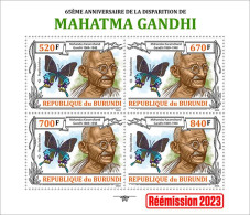 Burundi 2023, Gandhi And Butterfly, Sheetlet3 - Unused Stamps