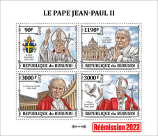 Burundi 2023, Pope J. Paul II, 4val In Block - Nuevos