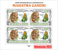 Burundi 2023, Gandhi And Butterfly, Sheetlet2 - Vlinders