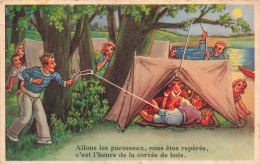 ILLUSTRATEUR - Allons Les Paresseux - Vous êtes Repérés - Amusement - Lac - Camping - Carte Postale Ancienne - Unclassified