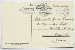 HELVETIA SUISSE 5C REGIONAL VAL DE TRAVERS AU RECTO CARTE AREUSE + VERSO GRIFFE ST SULPICE (NEUCHATEL) - Storia Postale