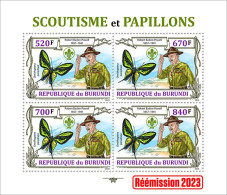 Burundi 2023, Animals, Butterflies II, Scout, Re-issued, Sheetlet1 - Vlinders