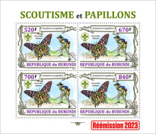 Burundi 2023, Animals, Butterflies II, Scout, Re-issued, Sheetlet2 - Vlinders