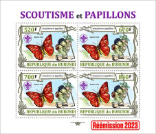 Burundi 2023, Animals, Butterflies II, Scout, Re-issued, Sheetlet3 - Nuevos