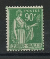 FRANCE -  90c VERT TYPE PAIX PAIRE COIN DE F. N° - N° Yvert 367** - 1932-39 Paix