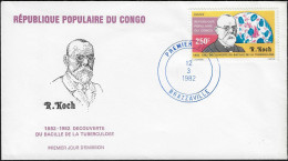 Congo Brazza 1982 Y&T 678 Sur FDC. Découverte Du Bacille De La Tuberculose Par Robert Koch - Disease