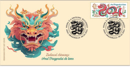 ROMANIA 2024 CHINESE NEW YEAR - Chinese Zodiac -Year Of He Dragon -  FDC - Chinese New Year