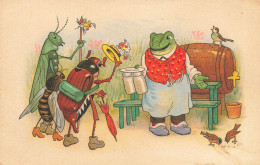 Grenouille Humanisés , Frog * CPA Illustrateur * Scarabée Beetle Cigale - Autres & Non Classés