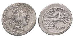 M. LUCILIUS RUFUS. AR Denarius. Rome, 101 BC. - République (-280 à -27)
