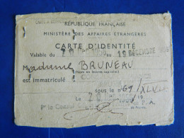 FRANCE:CARTE D'IDENTITE  DE 1956 AVEC PHOTO -MINISTERE DES AFFAIRES ETRANGERES DE BRUNEAU WILLE DE UCCLE - Ohne Zuordnung