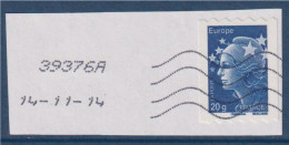 Marianne Beaujard Lettre Europe Roulette Emission 2011 Adhésif Boutique Pro -20g N°600 Ex4573 Bleu Oblitéré - 2008-2013 Marianne Van Beaujard