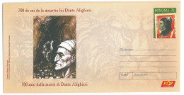 IP 2021 - 37 ITALY, Dante ALIGHIERI, Poet, Writer, 700 Years Since His Death, Romania - Stationery - Unused - 2021 - Postal Stationery