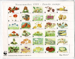 Denmark WWF 1999; Danish Mushrooms.  Sheet  With 30 Labels MNH(**) And Puzzle In Unopened Plastic Bag. - Altri & Non Classificati