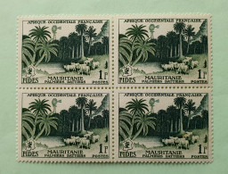 Bloc De 4 Timbres Neufs AOF 1F - MNH - YT 54 - Palmiers Dattiers Mauritanie - Ongebruikt