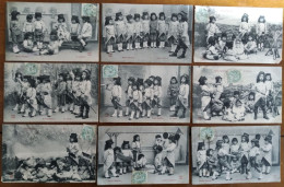 Lot De 9 CPA - PETITS SOLDATS - Enfants - Ecrites - Verzamelingen & Reeksen