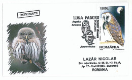 COV 14 - 1218-a OWL, Romania - Cover + Greeting Card - Used - 2005 - Owls