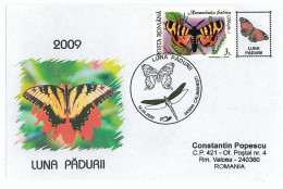 COV 14 - 663 BUTTERFLY, Romania - Used - 2009 - Vlinders