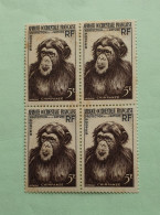 Bloc De 4 Timbres Neufs AOF 5F - MNH - YT 51 - Protection De La Nature Chimpanzé 1955 - Neufs