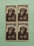 Bloc De 4 Timbres Neufs AOF 5F - MNH - YT 51 - Protection De La Nature Chimpanzé 1955 - Unused Stamps