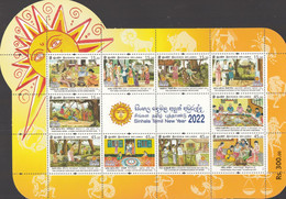 SRI LANKA 2022, SHEETLET (MS)  SINHALA TAMIL NEW YEAR CUSTOMS,  SHEET(MS) Of 10 Different Stamps,   MNH,  (**) - Sri Lanka (Ceylon) (1948-...)