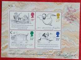 Edward Lear Cartoon Cat Bird Owl (Mi 1170-1173 Block 4) 1988 POSTFRIS MNH ** ENGLAND GRANDE-BRETAGNE GB GREAT BRITAIN - Neufs