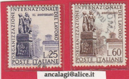 USATI ITALIA 1959 - Ref.0132E "ORGANIZZAZIONE DEL LAVORO" Serie Di 2 Val. Da L.25 E L.60 - - 1946-60: Oblitérés