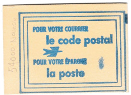 Carnet Code Postal, 54100 Nancy, Vignettes Vertes, Variété Tache Sur La Couverture - Bmoques & Cuadernillos