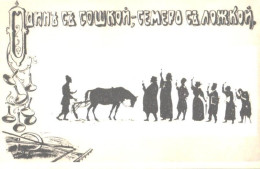 Old Russian Farmer And Lot Of Officials, Propaganda Card, Pre 1918 - Scherenschnitt - Silhouette