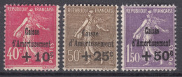 France 1930 Caisse D'Amortissement Yvert#266-268 Mint Hinged (avec Charniere) - Unused Stamps