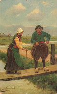 FANTAISIES - FEMMES - Une Femme Et Un Homme Sur Un Pont En Bois - Carte Postale Ancienne - Women