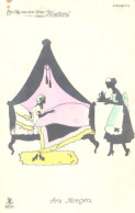 Kirchbach:Am Morgen, Tea To The Bed, RPH 521/1, Pre 1924 - Scherenschnitt - Silhouette