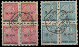 MACAU. 311/312º (x4). 5 S/7a Red And 5 S/8a Light Blue. Used Blocks Of Four, Both With Central Cancels 21.III.42 And 14. - Altri & Non Classificati
