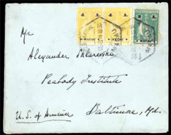 MACAU. 1923. Cover To Baltimore From Macau Franked By 1913 Ceres 2a Blue Green And Pair Of 1924 4a Lemon Stars For 10 Ra - Autres & Non Classés