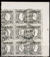 MACAU. 44º (x9) 1892-3. D. Luis Ovpted. Upper Right Side Corner Sheet With Borders, Block Of Nine With Central Cancellat - Autres & Non Classés