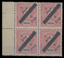 MACAU. 145* 2a/4a Carmin. Local Macau Overprint. The Mint BLOCK OF FOUR, Margin Border Sheet At Left, Position A2-B1-C2  - Other & Unclassified