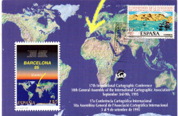 Tarjeta Con Matasellos Commemorativo De Conferencia Cartografica - Lettres & Documents