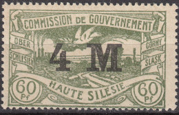 Oberschlesien - Upper Silesia Mi. 41 Overprint 4 Mark Auf 60 Pfennig 1922 * - Silésie